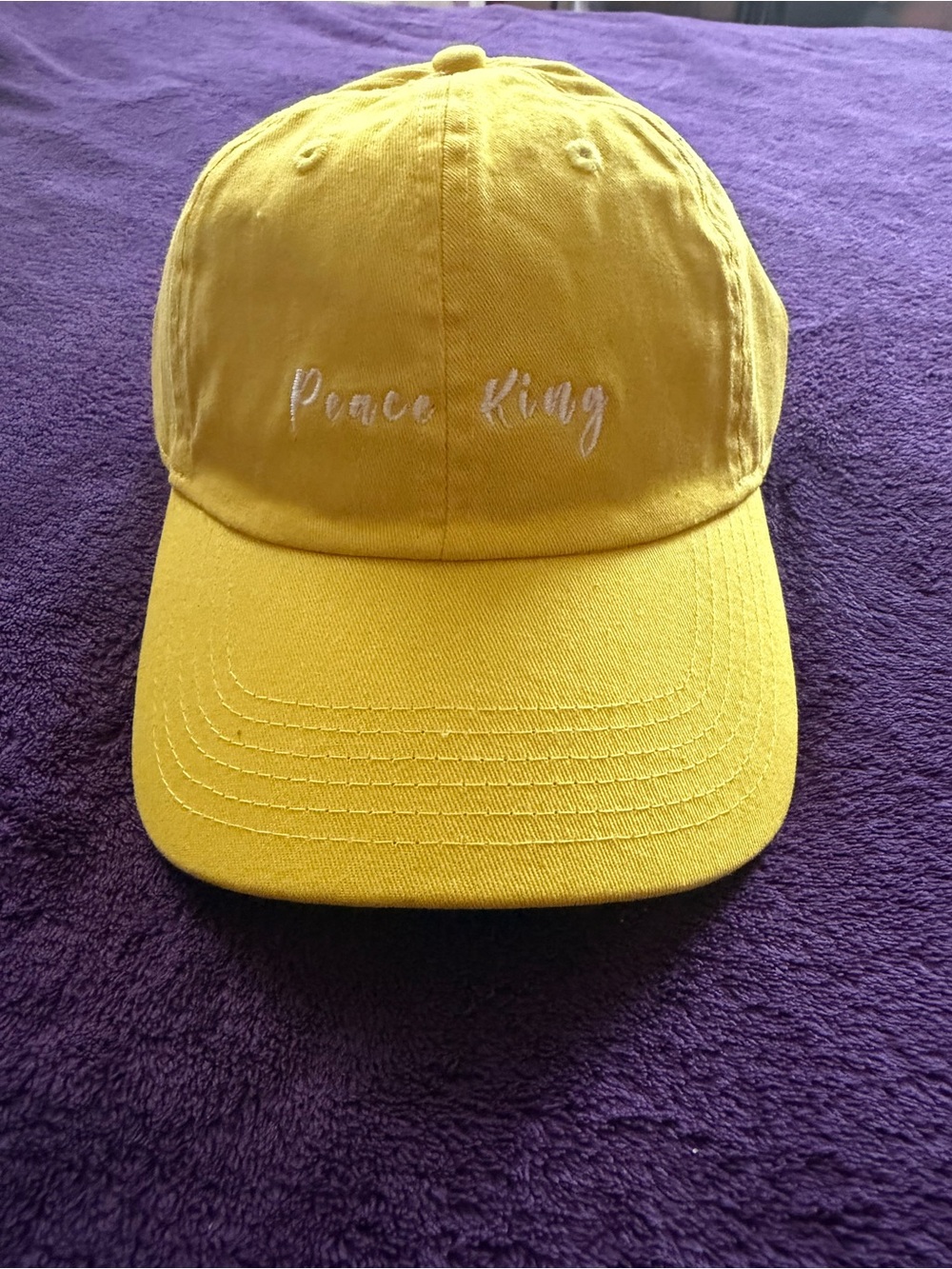 Yellow "Peace King" Embroidered Baseball Cap